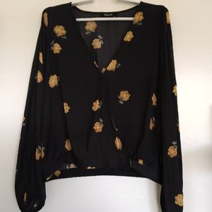 Madewell Floral Wrap Top Size L